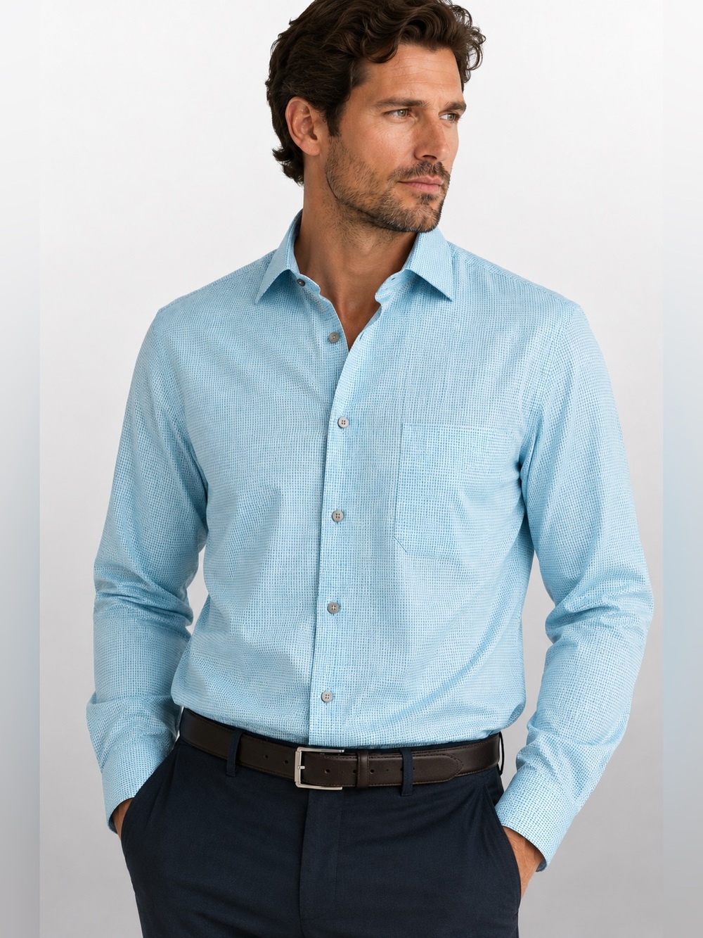 Calvin Klein Men’s Light Blue Dress Shirt Regular Fit 16.5 34/35